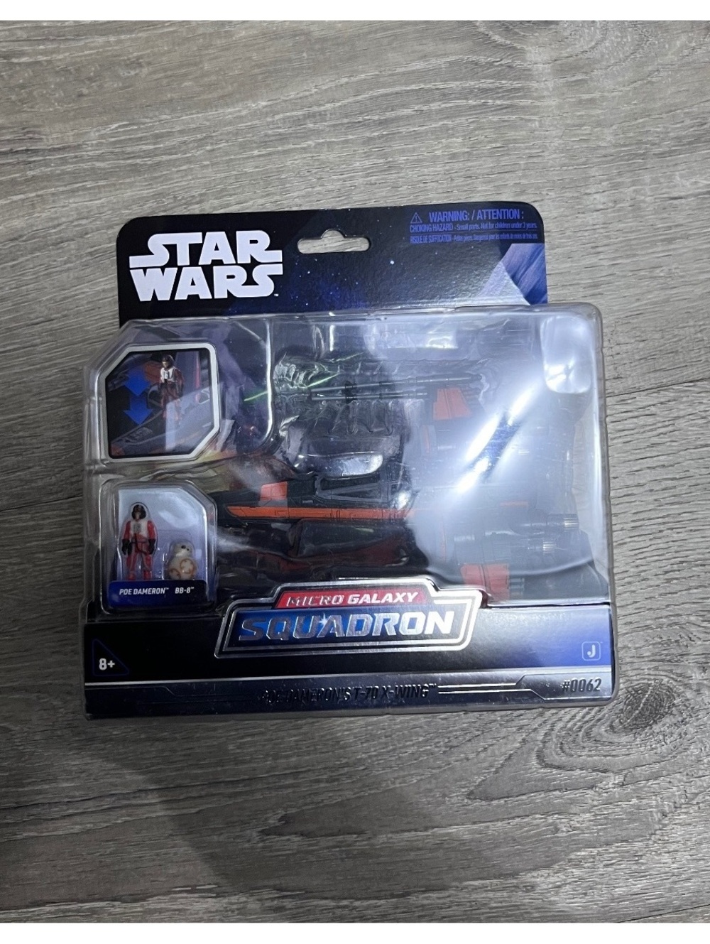 Star Wars Silver Galaxy Squadron Poe Dameron's T-70 X-Wing Figure and Vehicle